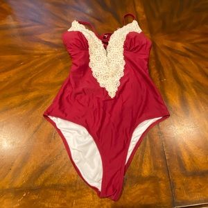 New Burgundy crochet bathing suit